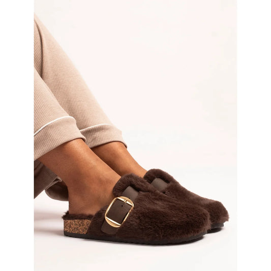 Lunar Rhianna Brown Mule Slipper Brown