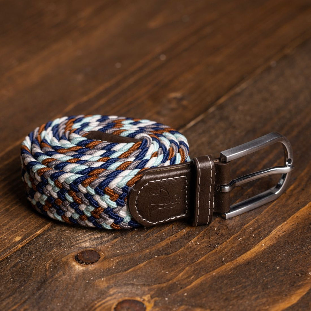 Swole Panda Navy / Grey / Brown Zigzag Woven Belt