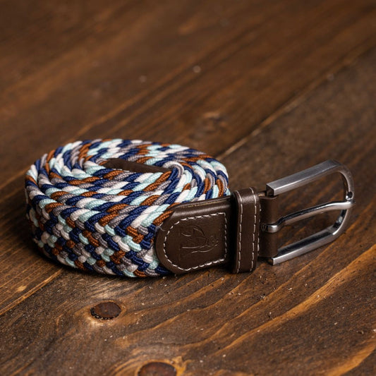 Swole Panda Navy / Grey / Brown Zigzag Woven Belt