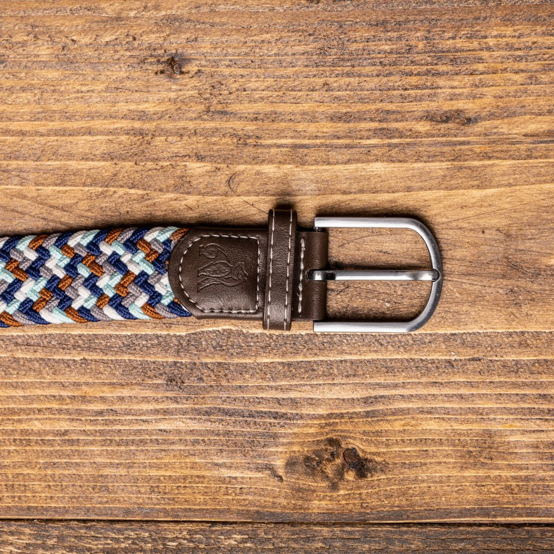 Swole Panda Navy / Grey / Brown Zigzag Woven Belt