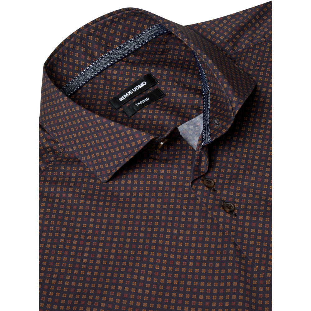 Remus Uomo 13166 48 Chocolate Tapered Fit Long Sleeve Dress Shirt