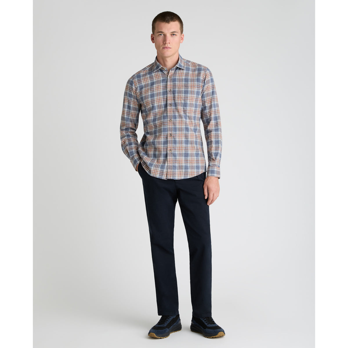 Remus Uomo 13408 27 Dark Blue Blue Tapered Shirt
