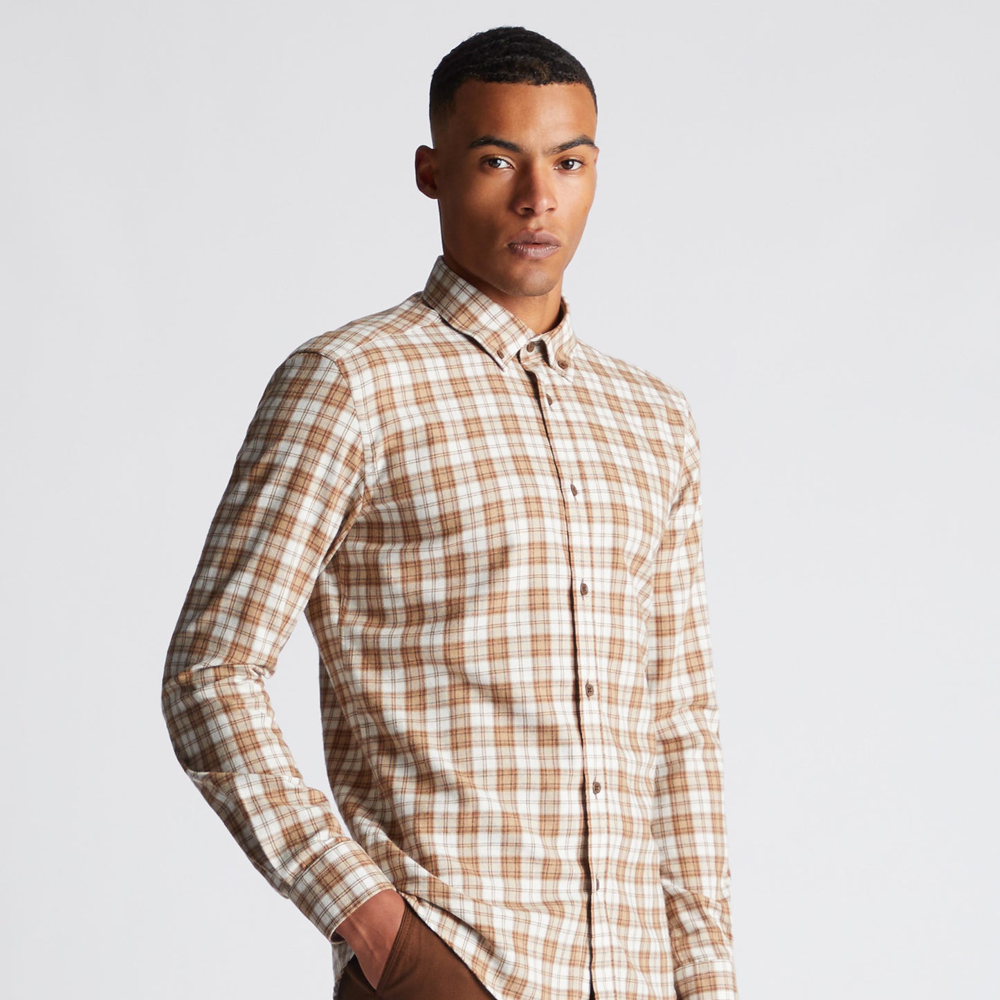 Remus Uomo 13771 44 Tan Slim Fit Rome Casual Shirt