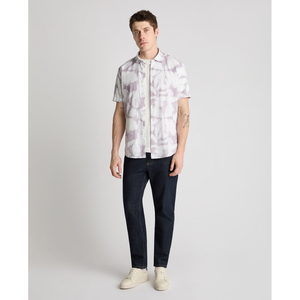 Remus Uomo 13990Ss 72 Lavender Tapered Short Sleeve Shirt