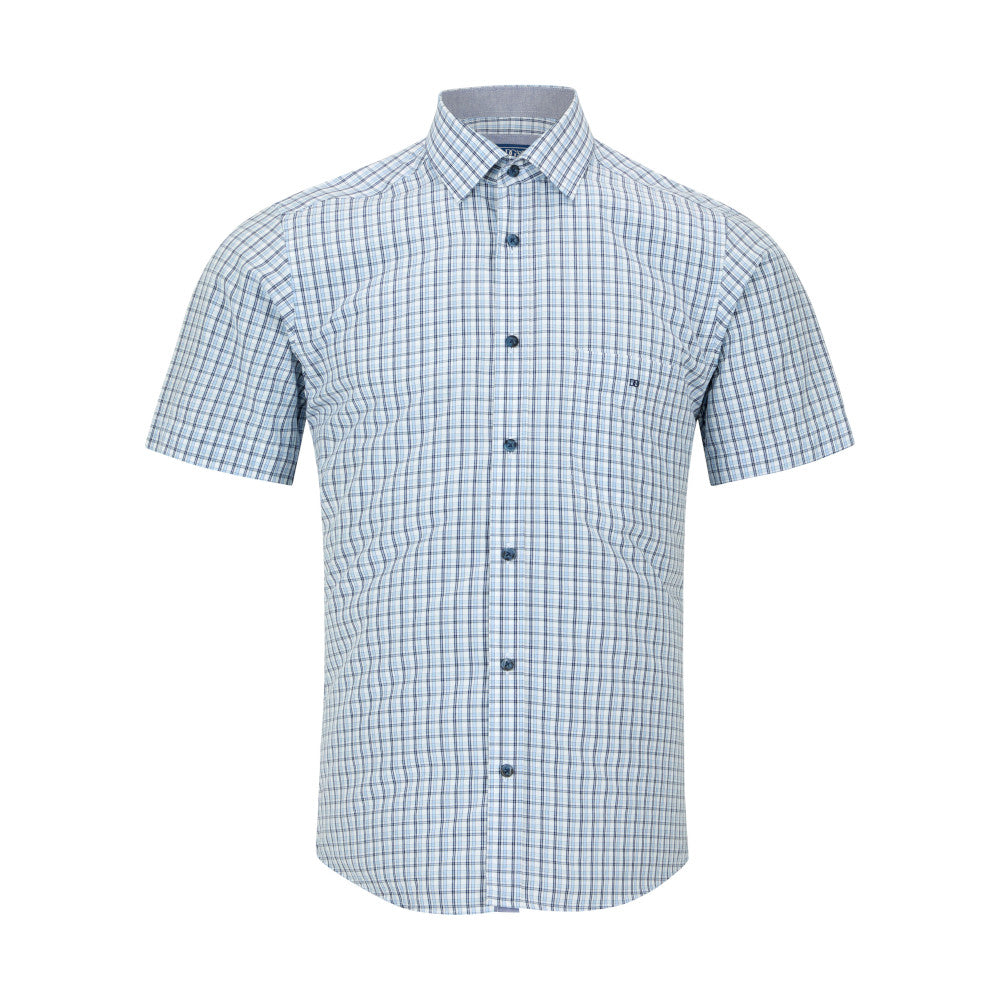 Drifter 14024Ss 22 Blue Short Sleeve Casual Shirt