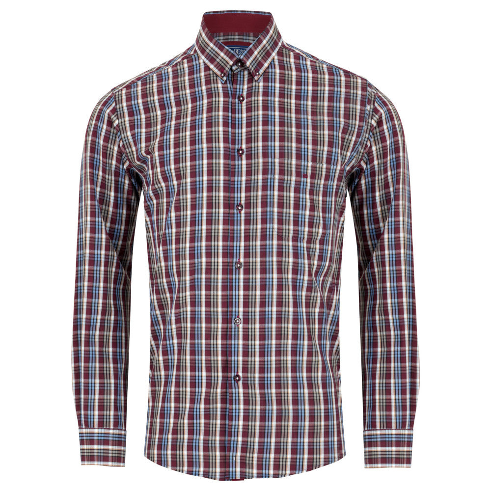 Drifter 14577 67 Maroon Long Sleeve Casual Shirt