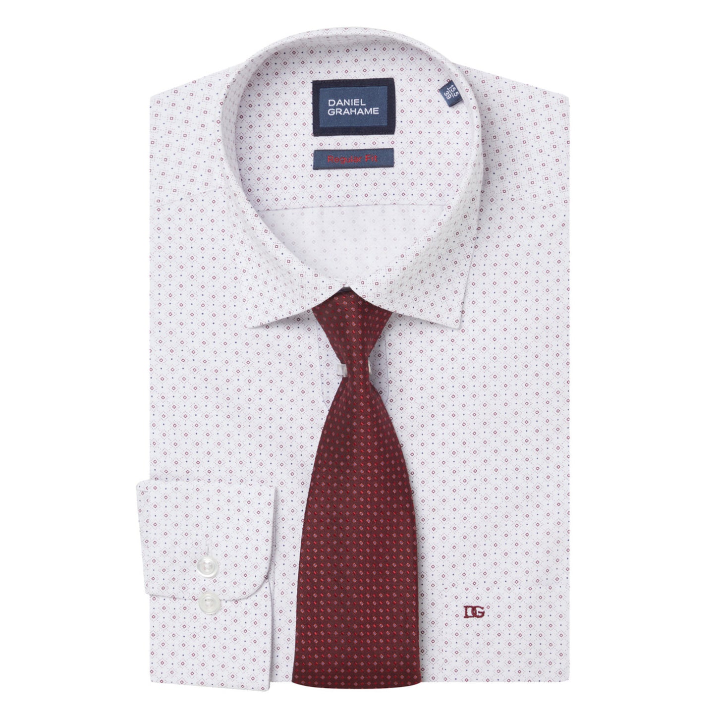 Daniel Grahame 15049T 16 Red Tapered Fit Shirt & Tie Set