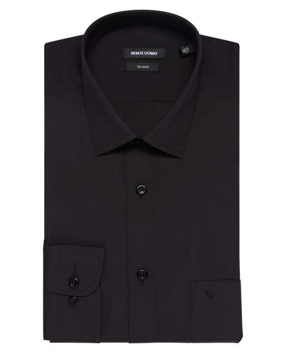Remus Uomo 18200 00 Black London/F Parker Plain - Cotton Polyester Shirt