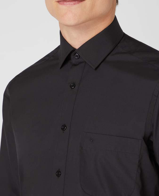 Remus Uomo 18200 00 Black London/F Parker Plain - Cotton Polyester Shirt