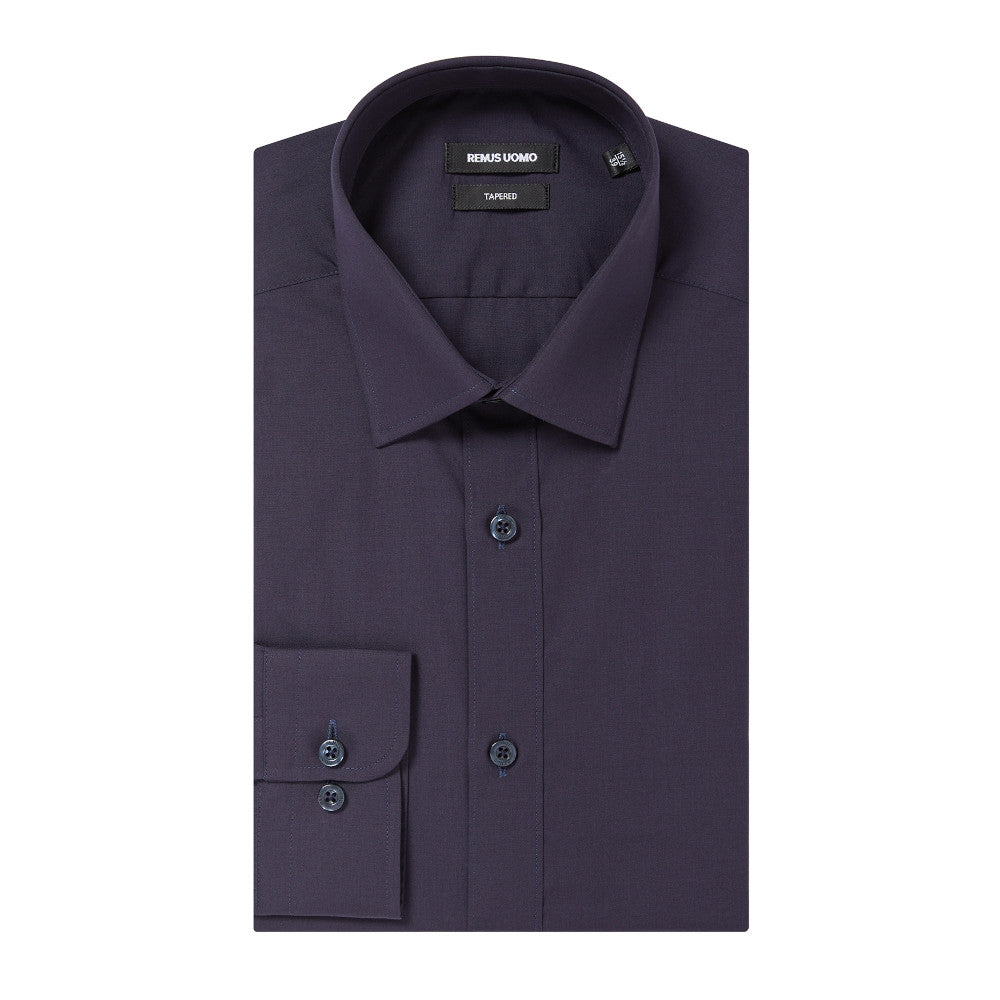 Remus Uomo 18300 79 Tapered Fit Dark Navy Long Sleeve Dress Shirt