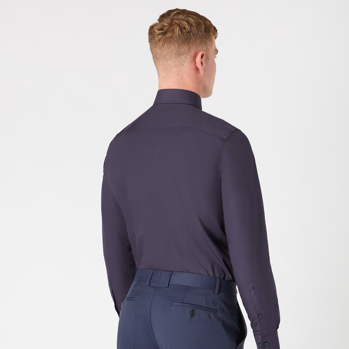 Remus Uomo 18300 79 Tapered Fit Dark Navy Long Sleeve Dress Shirt