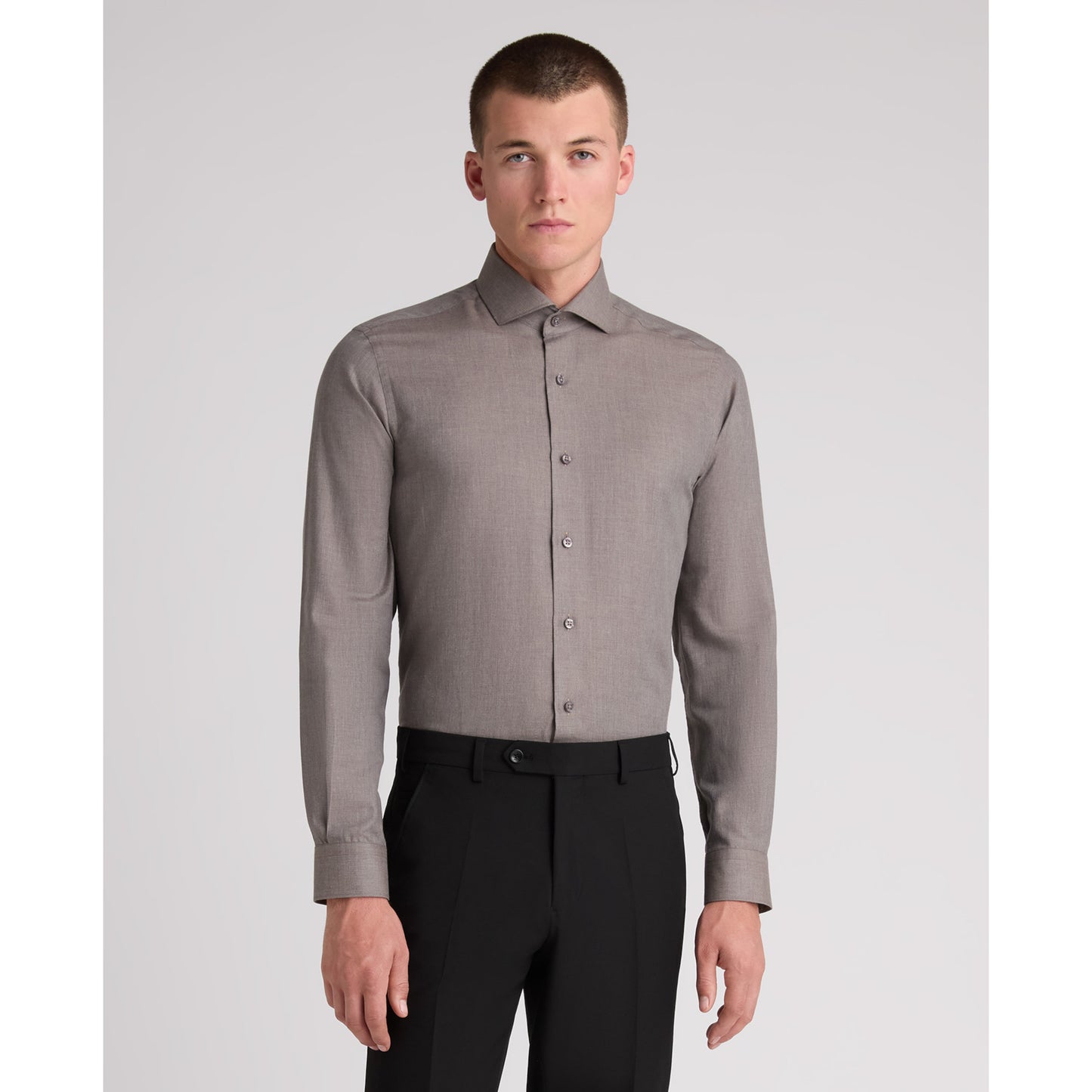 Remus Uomo 18757 43 Brown Tapered Shirt