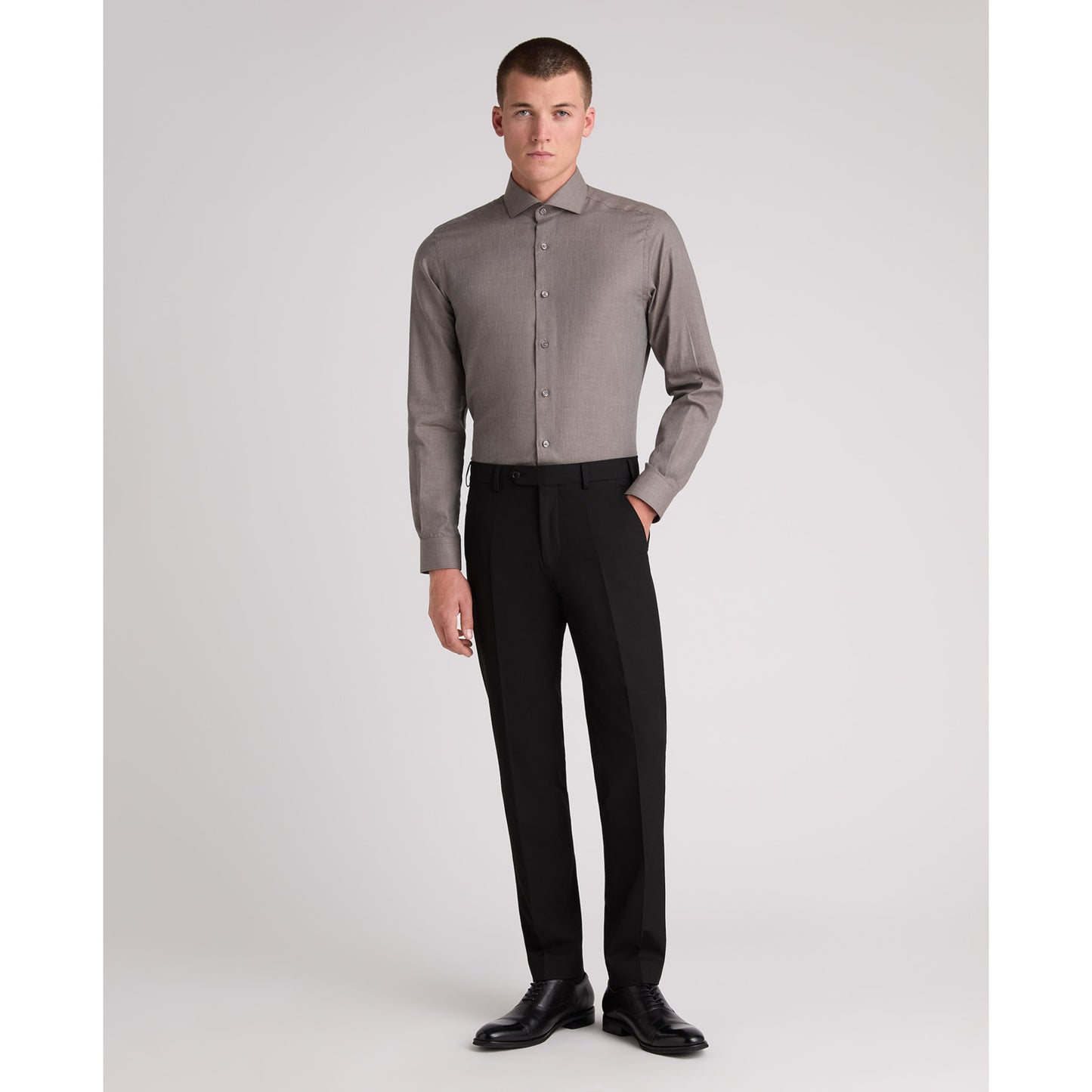 Remus Uomo 18757 43 Brown Tapered Shirt