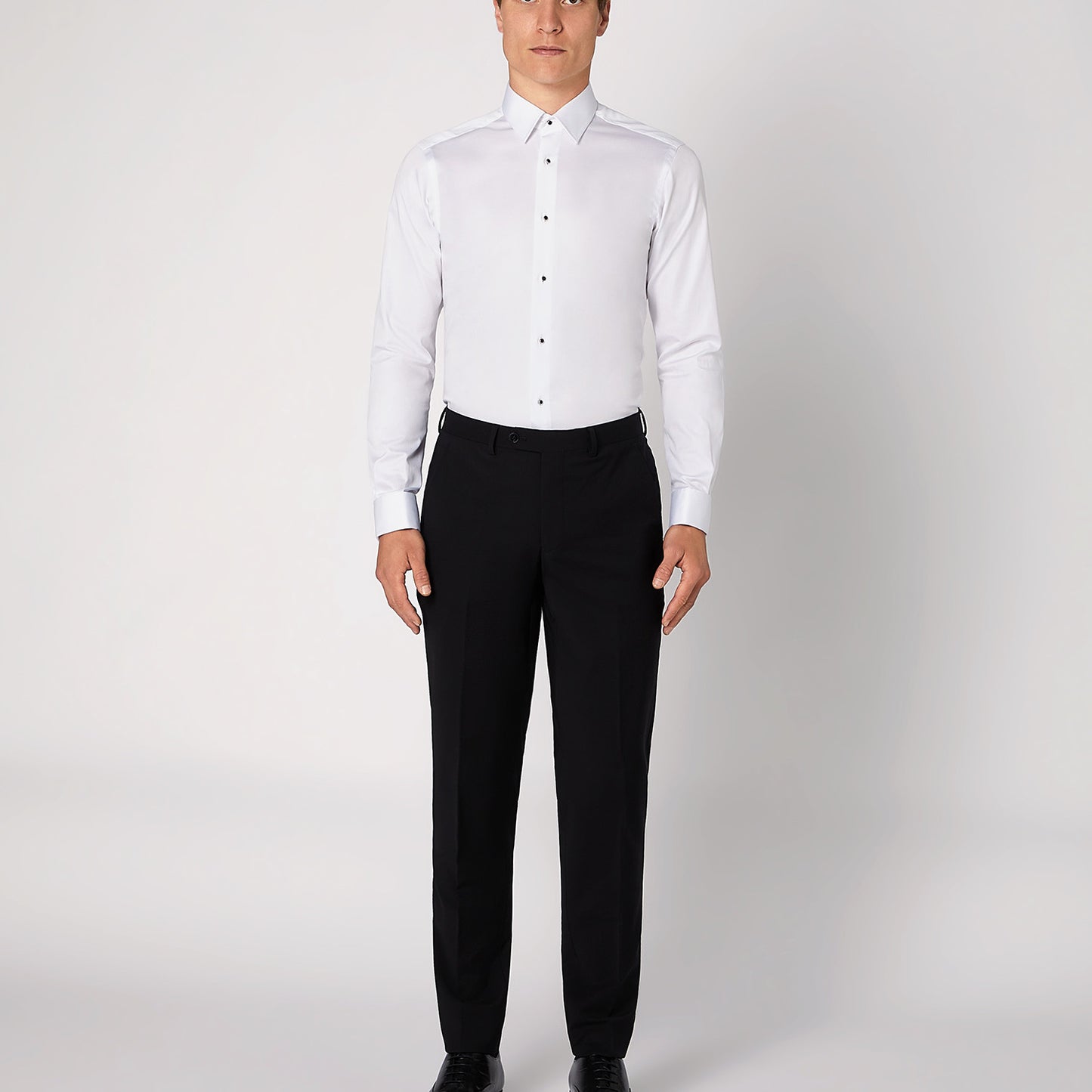 Remus Uomo 18810 01 White Black Stud Slim Fit Shirt