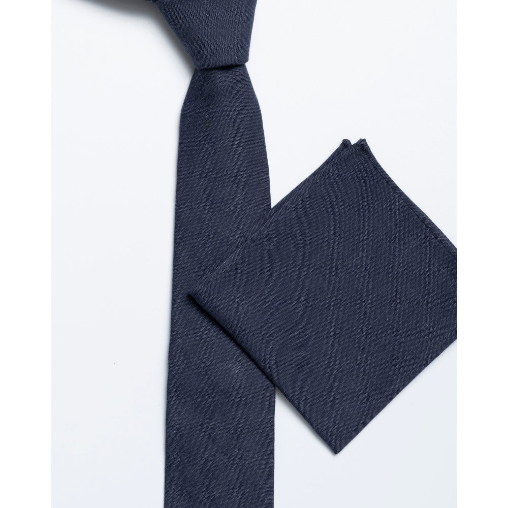 Remus Uomo TP6270 28 Hand Made Navy Tie & Pocket Square Set