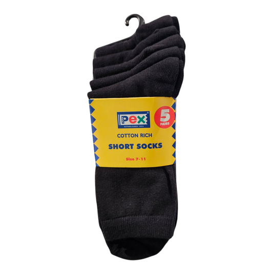 Pex Black School Socks 5 Pack