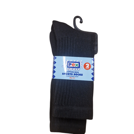 Pex 2 pack Sports Socks Black