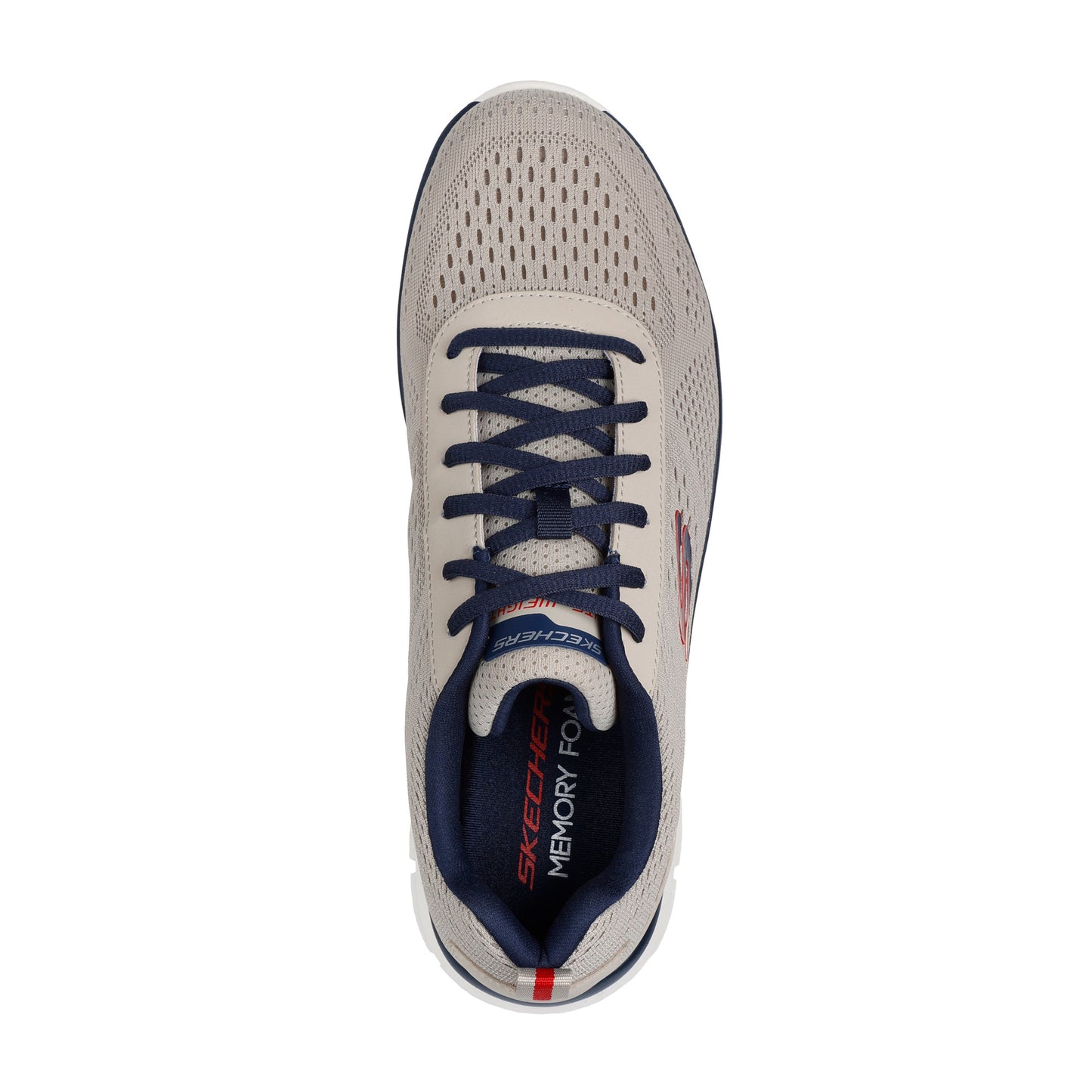 Skechers 232758 Track - Leshur Taupe With Navy Trim Trainers