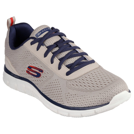 Skechers 232758 Track - Leshur Taupe With Navy Trim Trainers