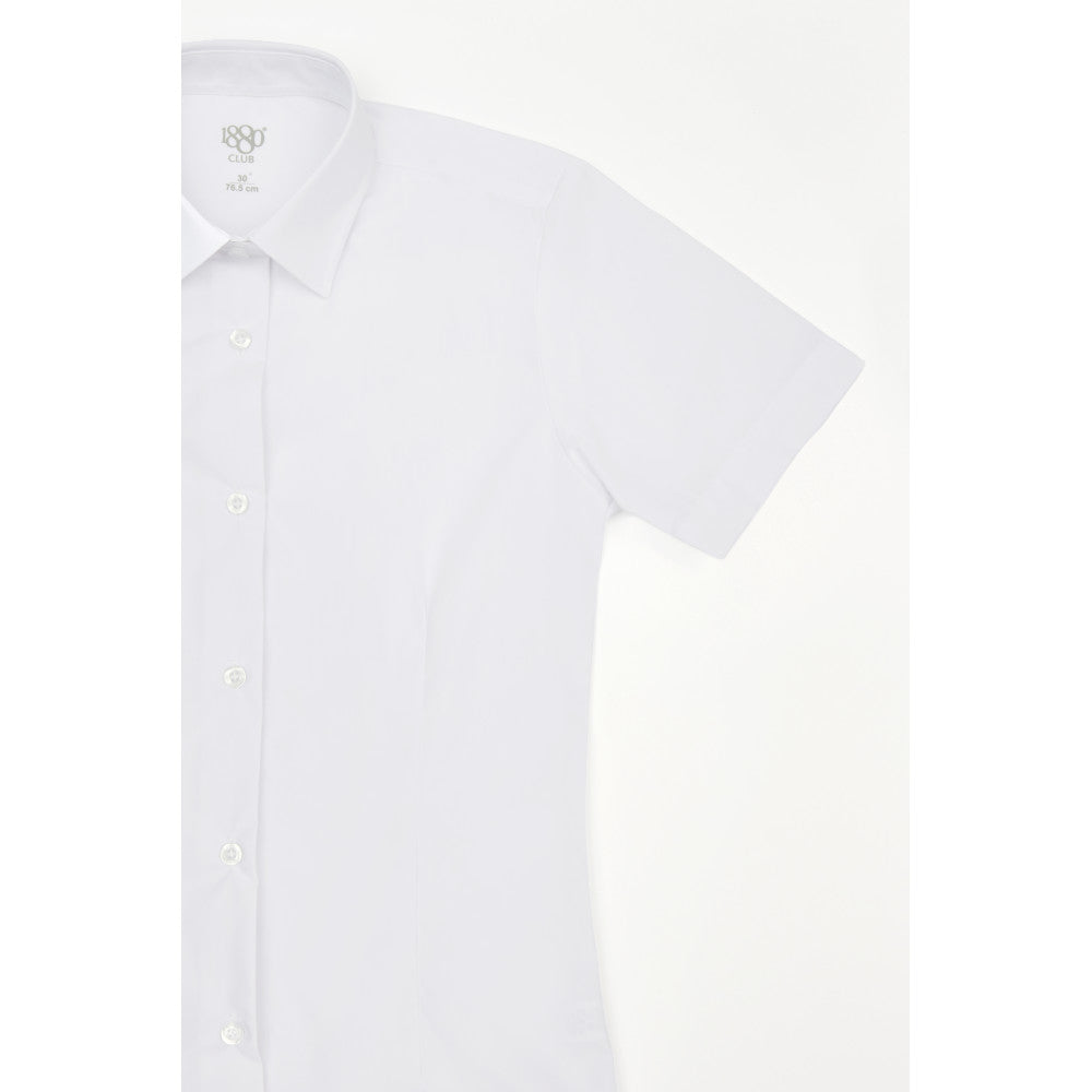 1880 Club 25306G 01 White Slim Fit Short Sleeve Blouses Twin Pack