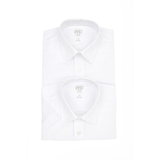 1880 Club 25306 01 White Slim Fit Short Sleeve Shirts Twin Pack