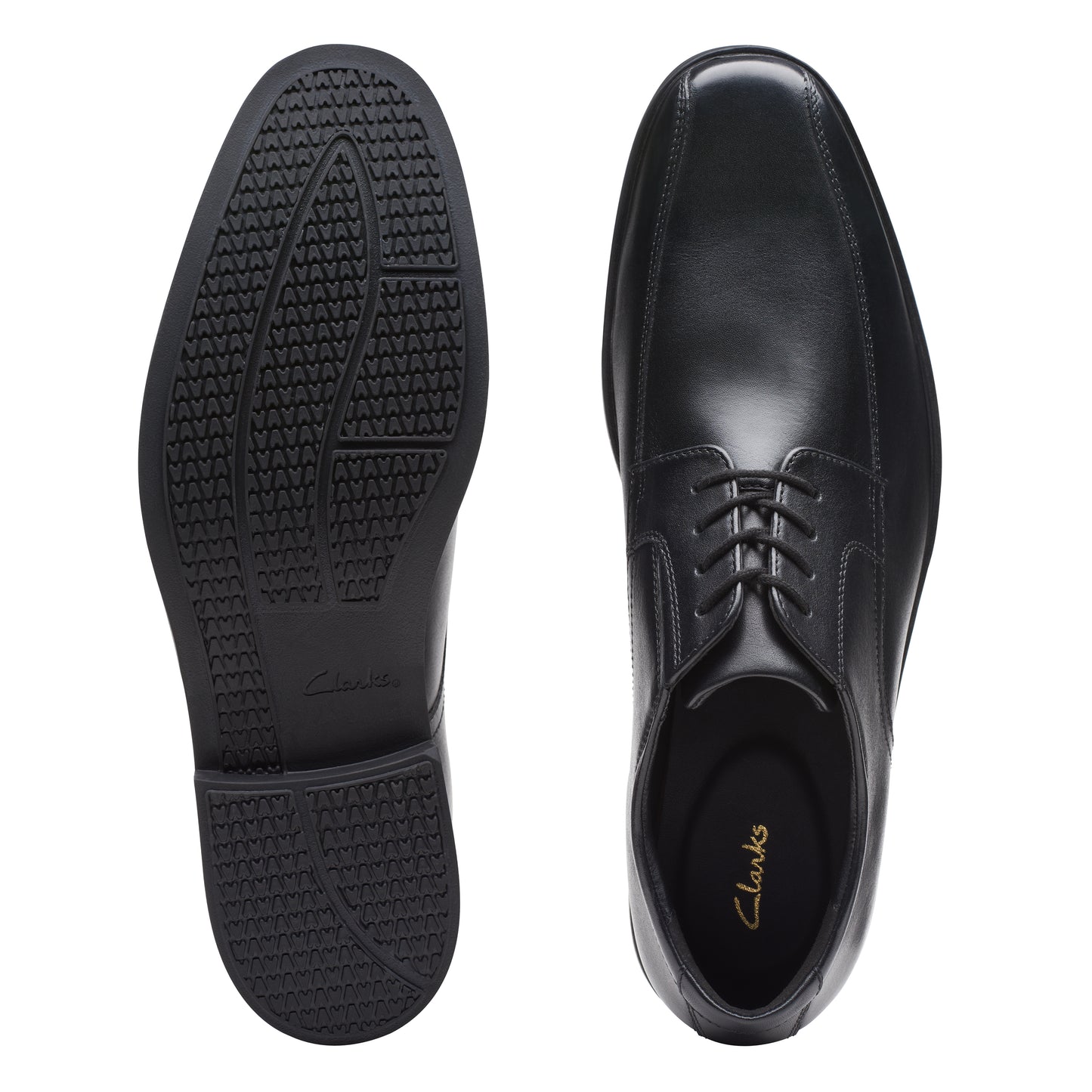 Clarks Howard Over Black Leather Shoes