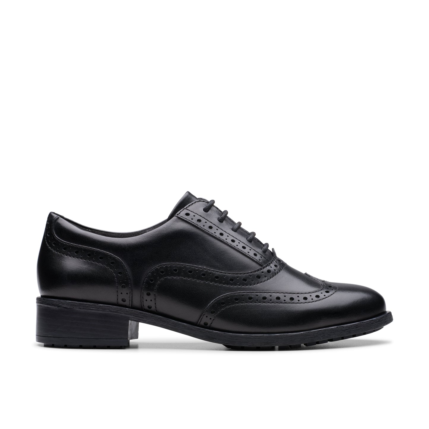 Clarks Havisham Oak Black Leather School Shoes
