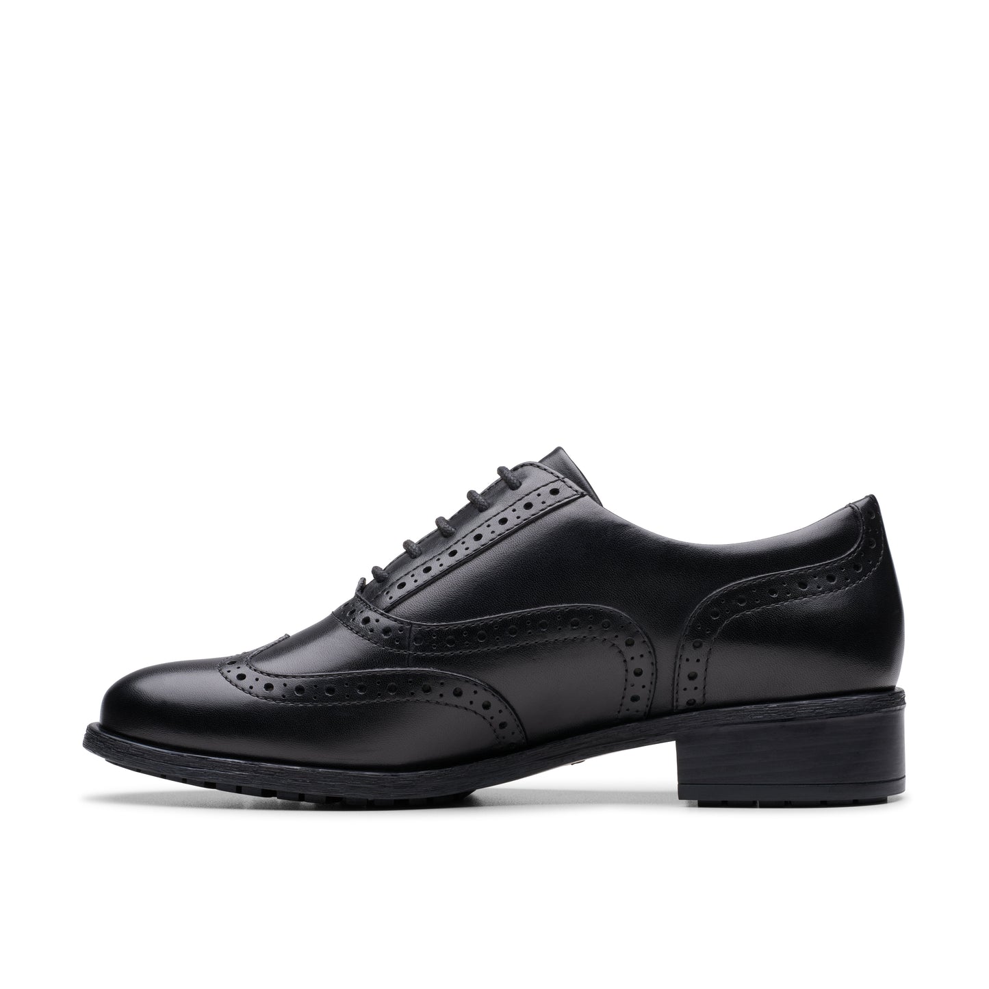 Clarks Havisham Oak Black Leather School Shoes