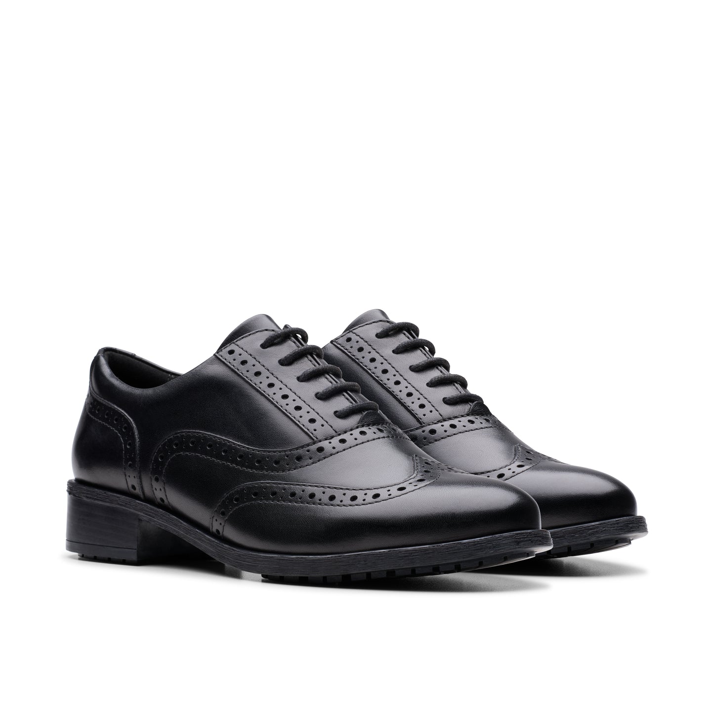 Clarks Havisham Oak Black Leather School Shoes