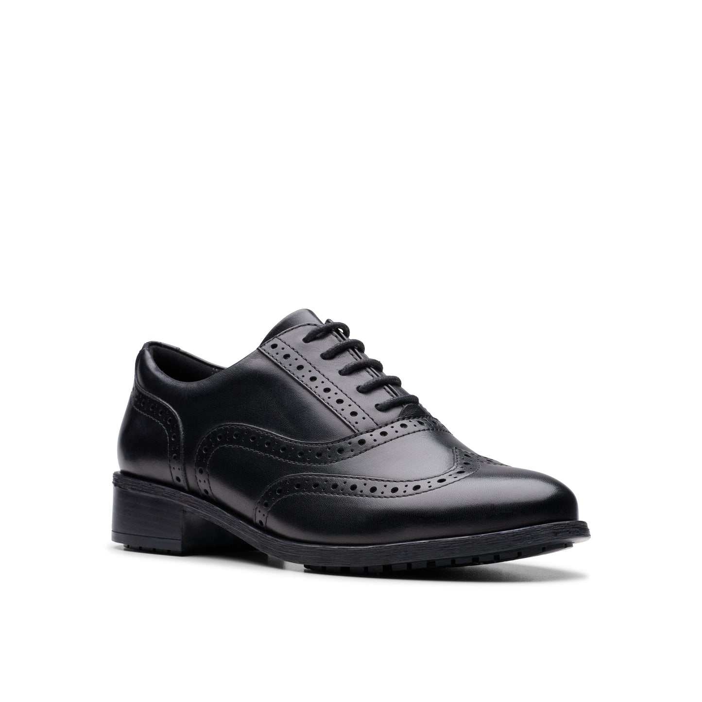 Clarks Havisham Oak Black Leather School Shoes