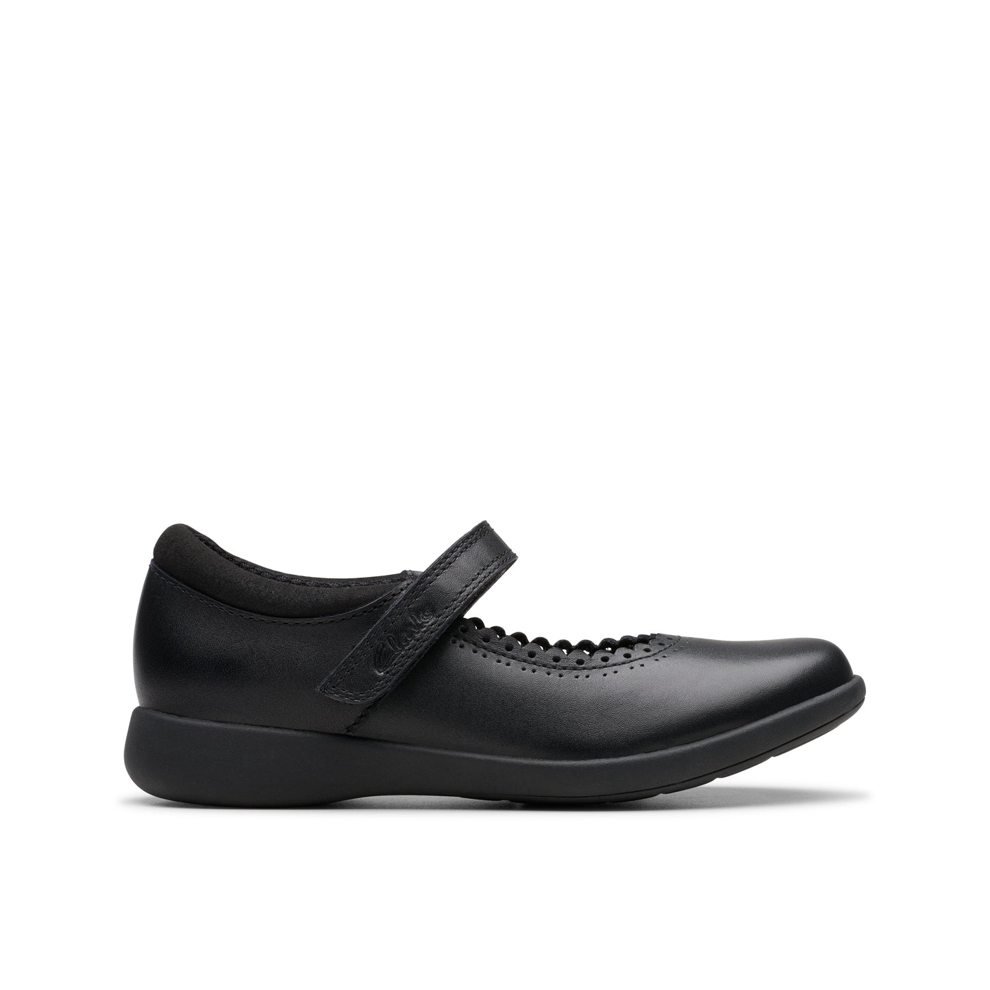 Clarks Etch Pure Black Leather School Shoes