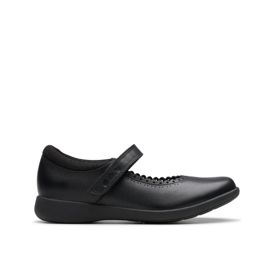 Clarks Etch Pure Black Leather School Shoes
