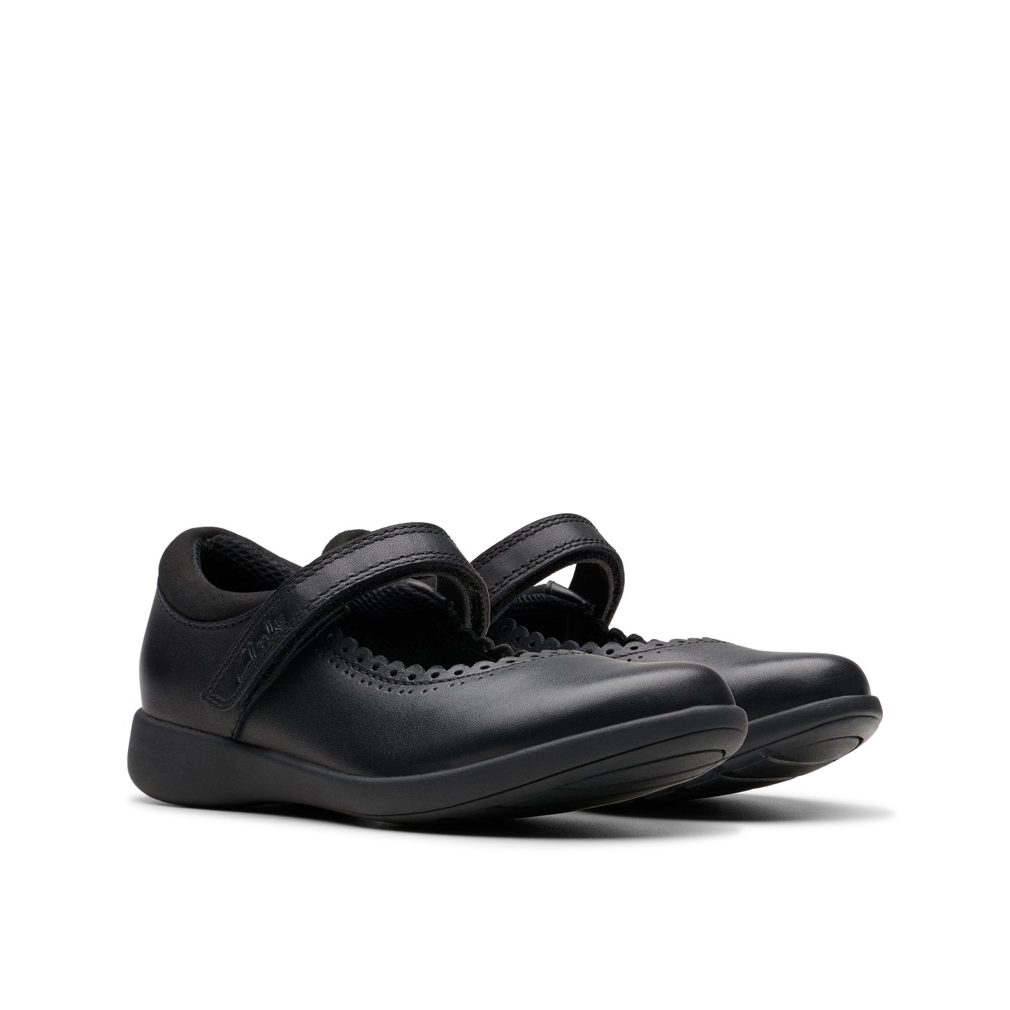 Clarks Etch Pure Black Leather School Shoes