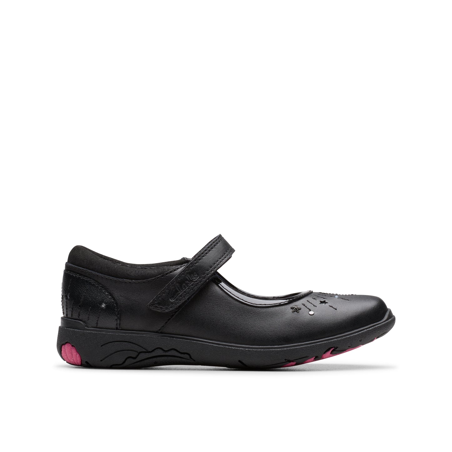 Clarks Relda Wish Black Leather School Shoes