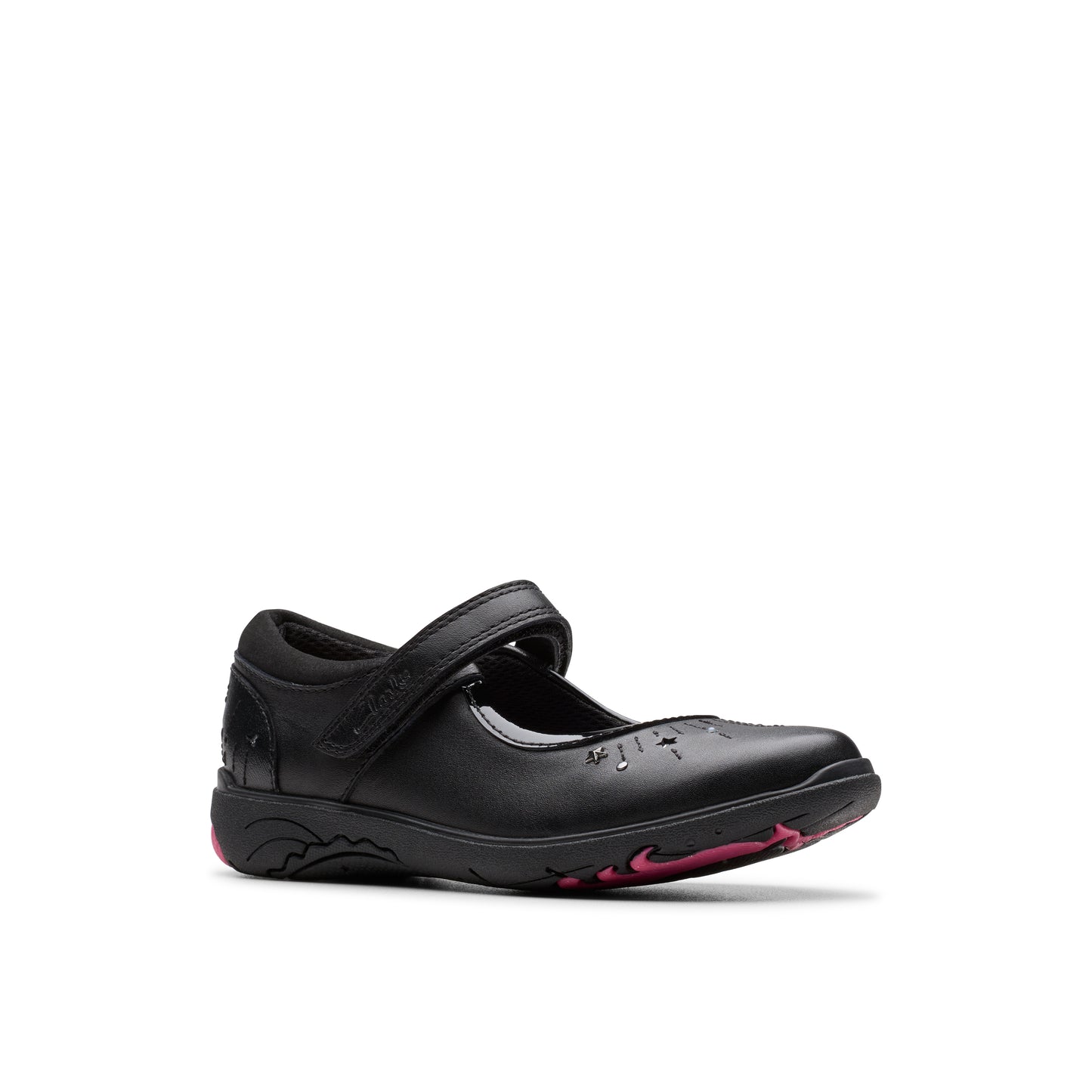 Clarks Relda Wish Black Leather School Shoes
