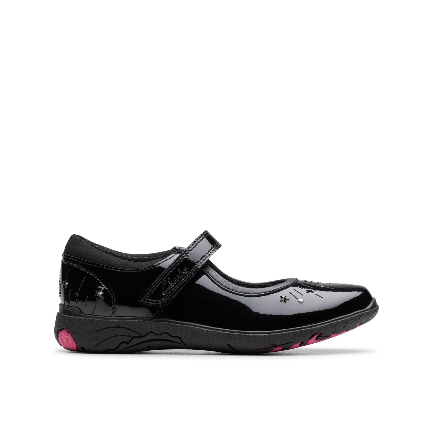 Clarks Relda Wish Black Pat School Shoes
