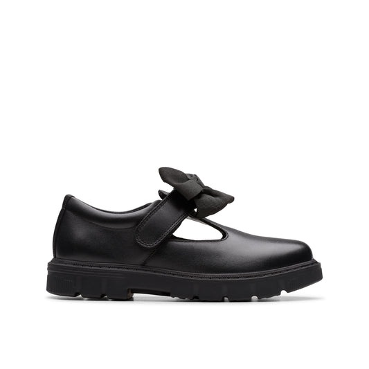 Clarks Lorcam Hope Black Leather School Shoes