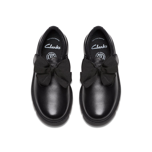 Clarks Lorcam Hope Black Leather School Shoes