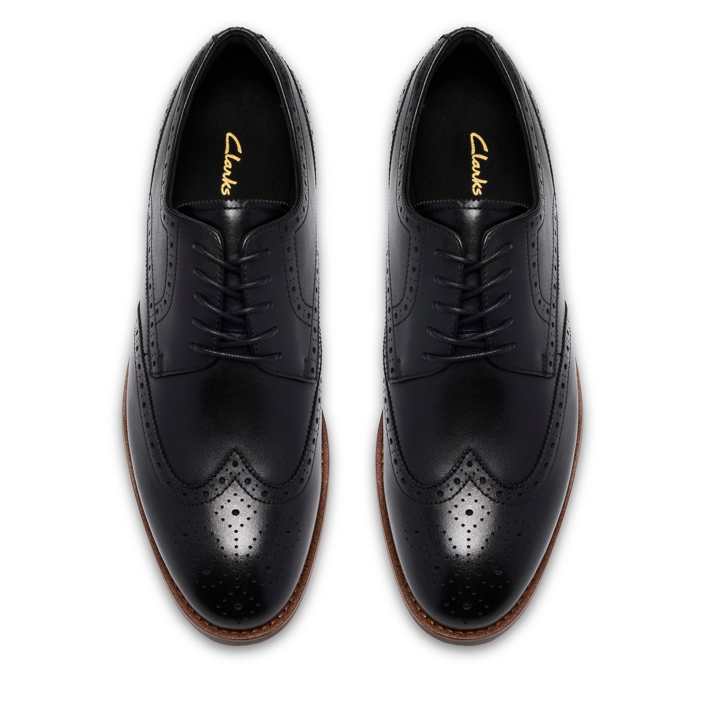 Clarks Bowburn Tip Black Leather Shoes