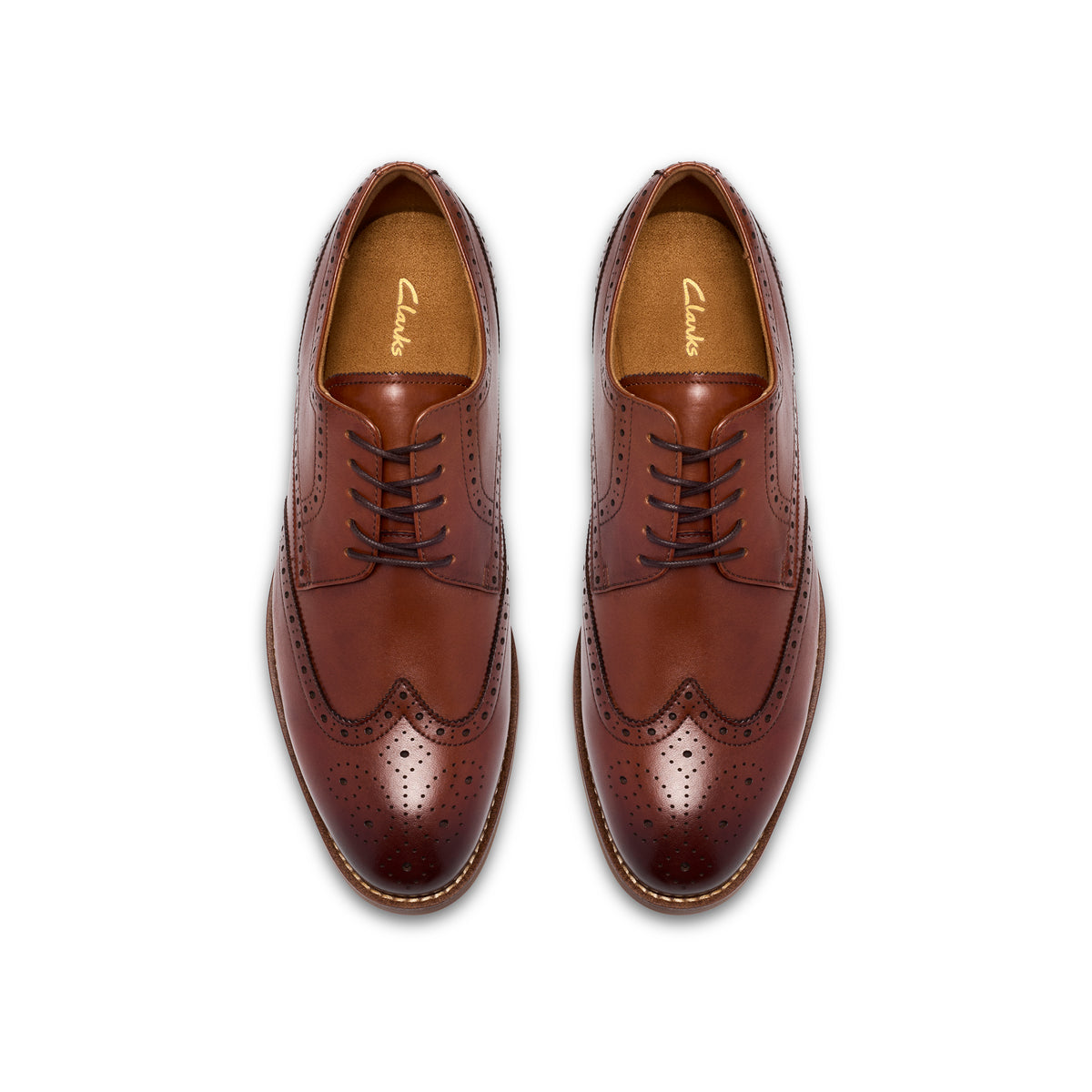 Clarks Bowburn Tip Tan Leather Shoes