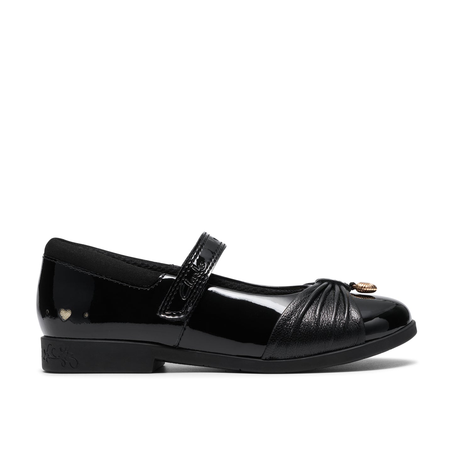 Clarks Lock Gem Black Pat School Shoes