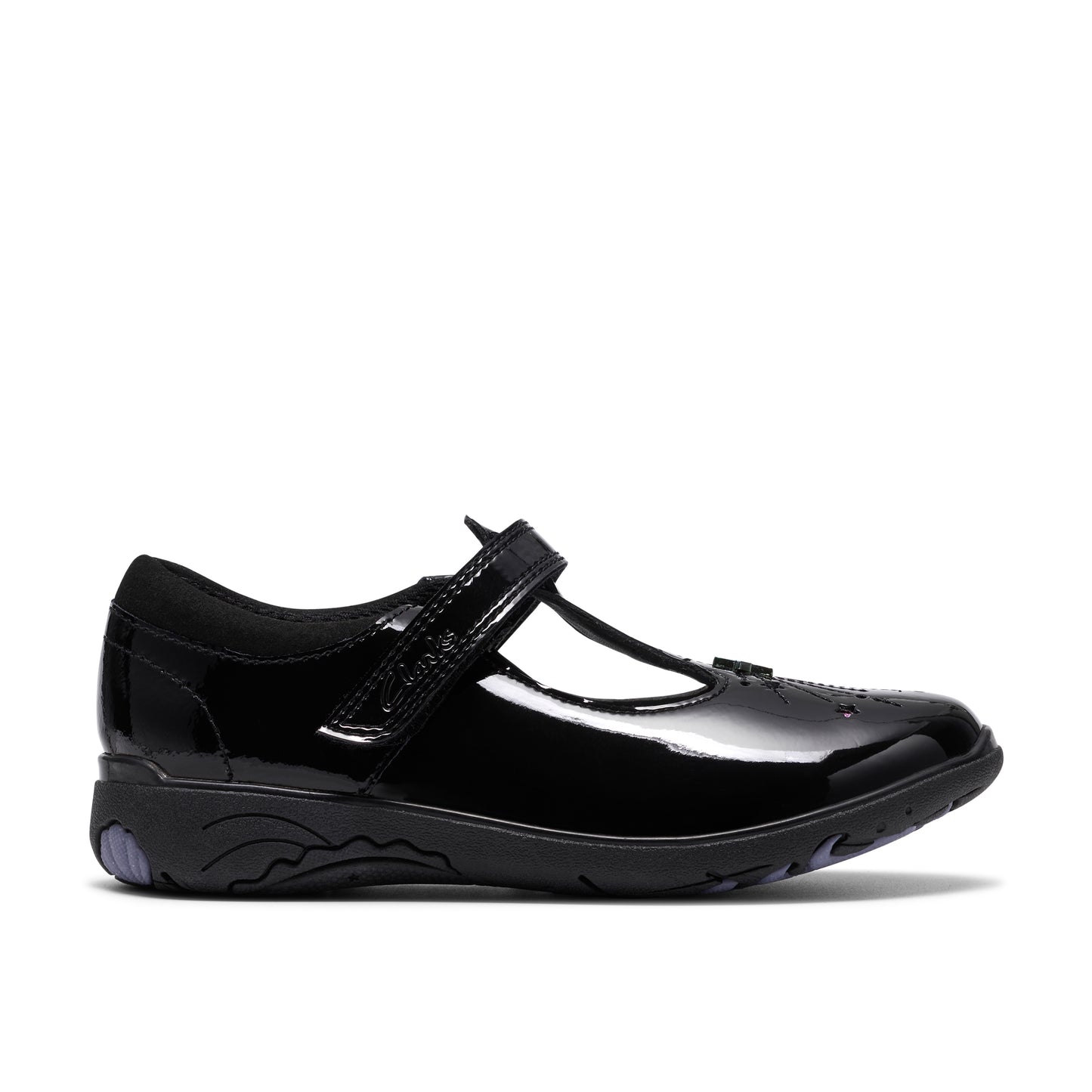 Clarks Relda Magic Black Pat School Shoes