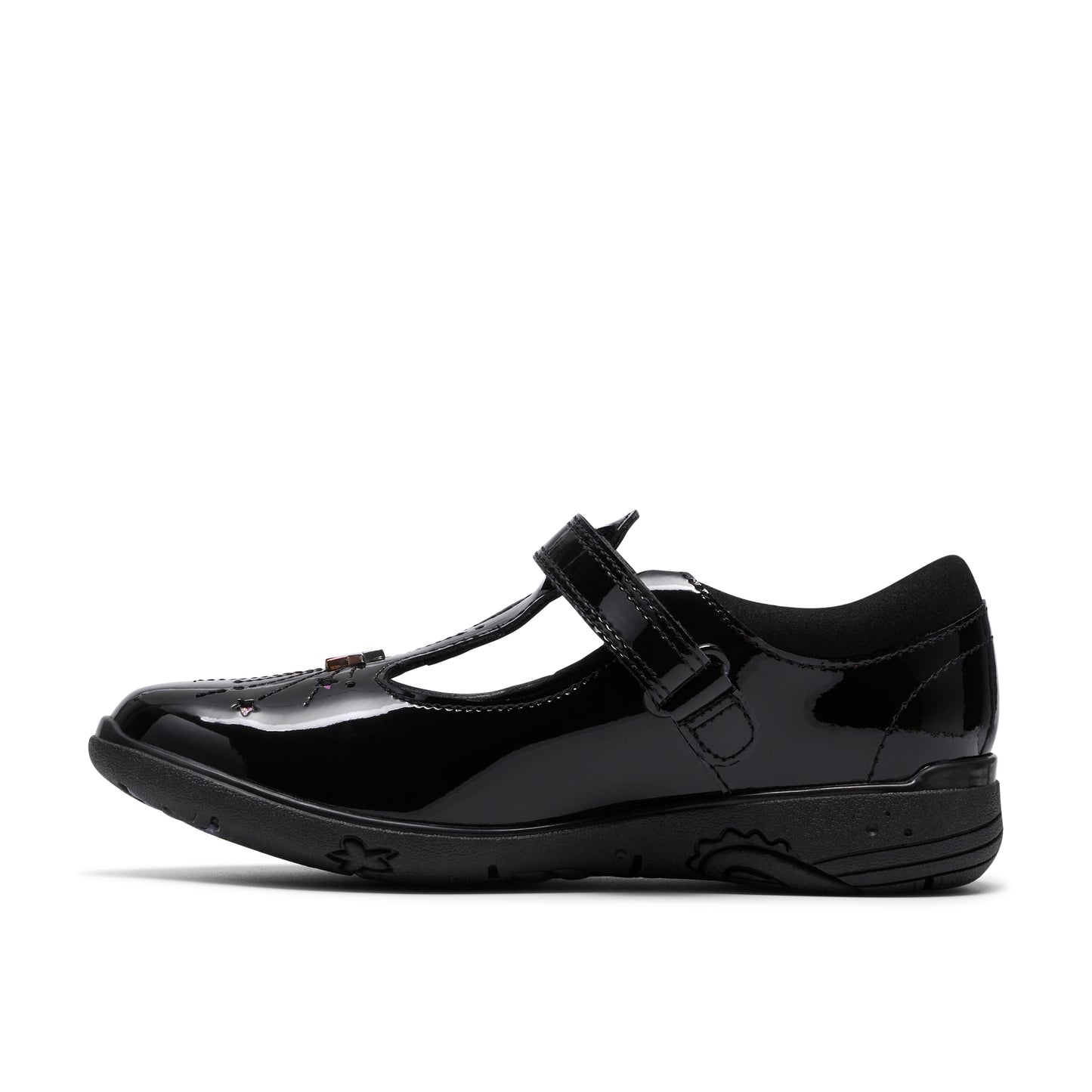 Clarks Relda Magic Black Pat School Shoes
