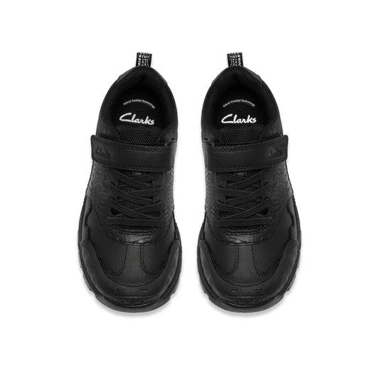 Clarks Steggy2 Soar Black Leather School Shoes