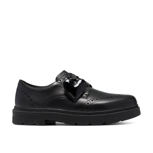 Clarks Lorcam Lace Black Leather School Shoes