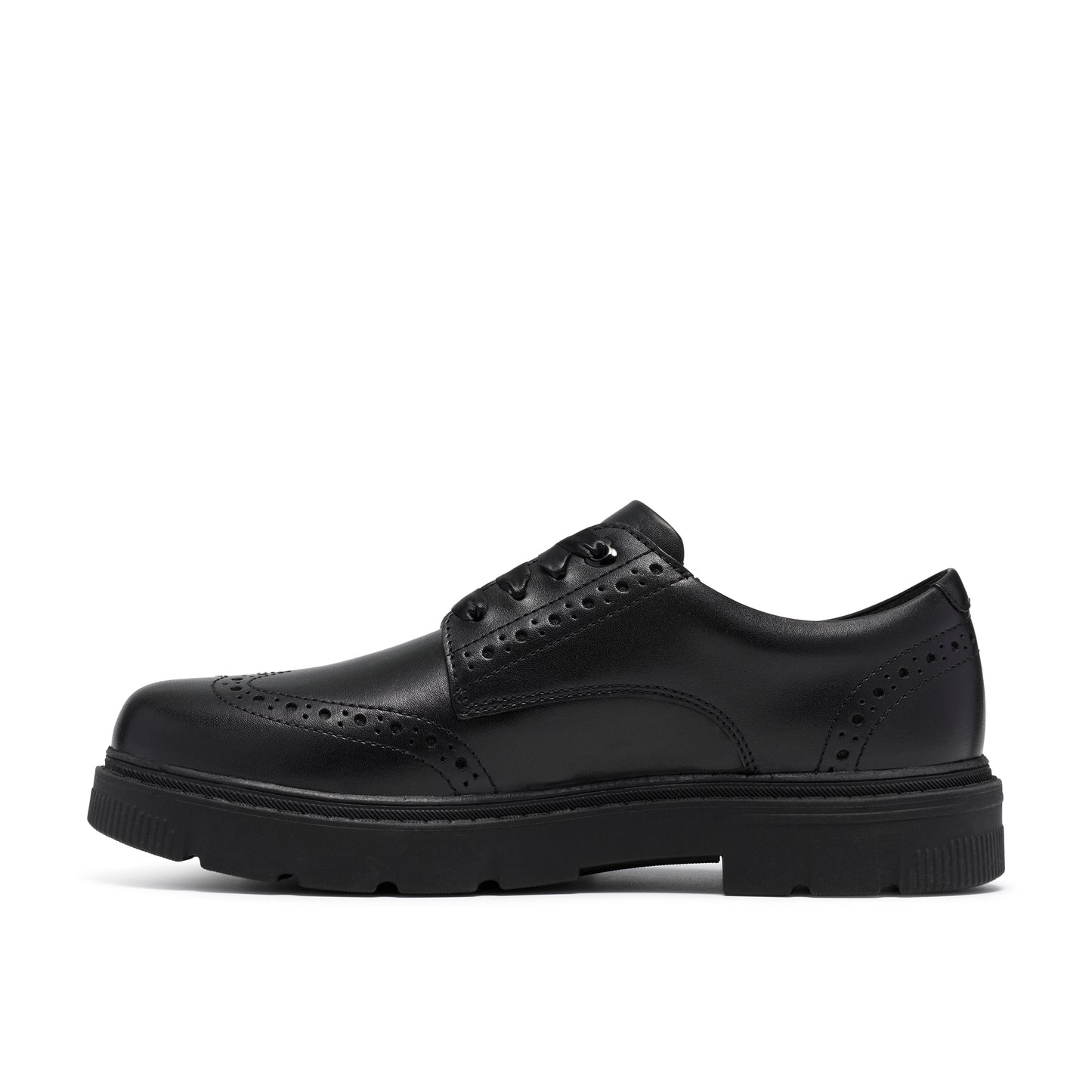 Clarks Lorcam Lace Black Leather School Shoes