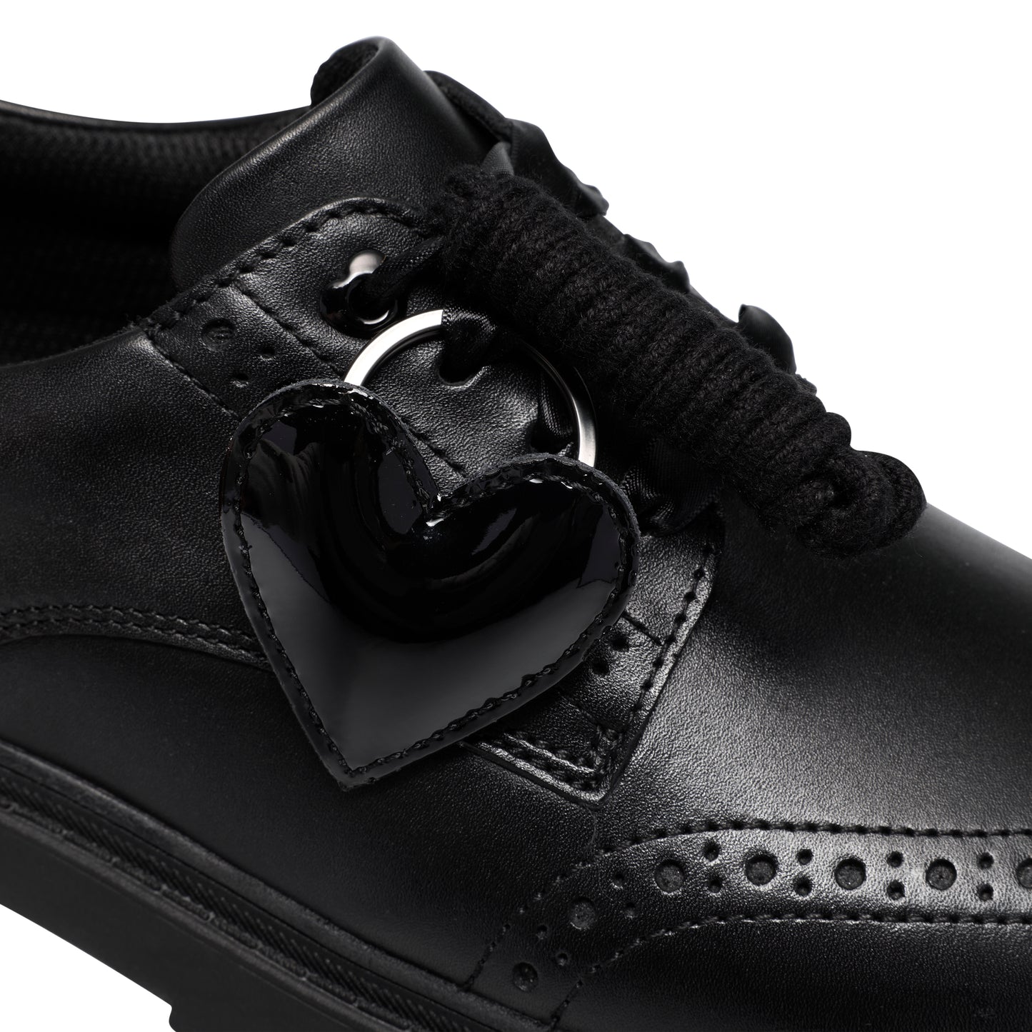 Clarks Lorcam Lace Black Leather School Shoes