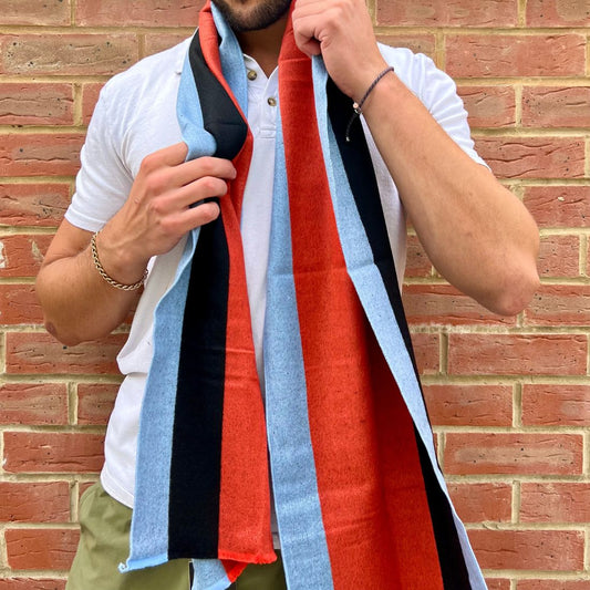 Swole Panda Orange And Blue Stripe Scarf
