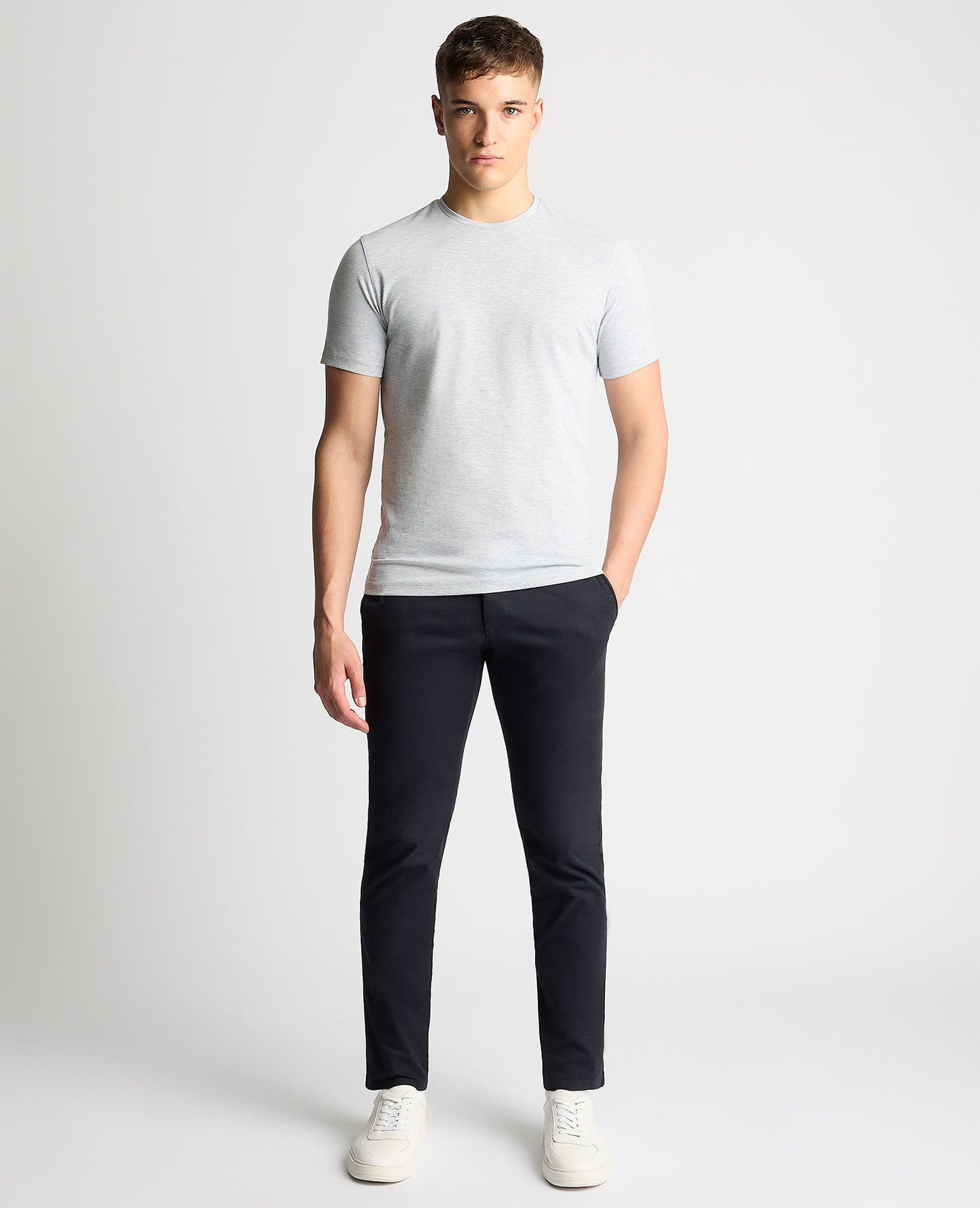 Remus Uomo 53121A 02 Light Grey Plain Branded T-Shirt