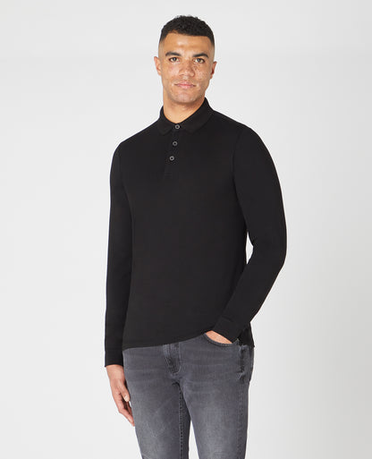 Remus Uomo 53123A 00 Black Long Sleeve Polo Shirt